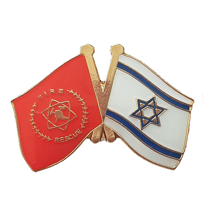 Israeli and The Fire Fighting And Rescue flags combined symbol Pin