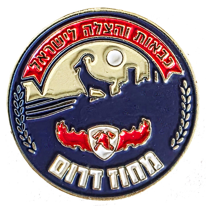Israeli Firefighters / Firemans/ Fire Departments & Rescue Services Southern District Customs Uniform Pin.