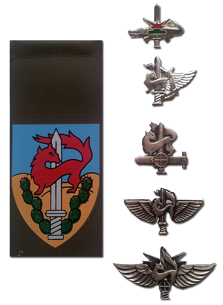 An Israeli Army / military / IDF "Givati" infantry Brigade 5 Symbols - pins & A Tag.