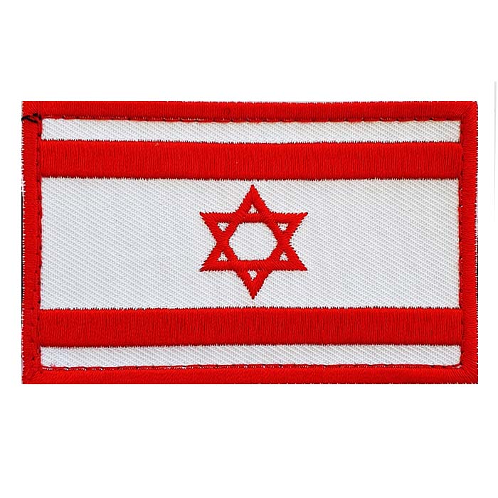 ISRAEL NATIONAL FLAG Sewn EMBROIDERED PATCH White Red Star of David Red Frame