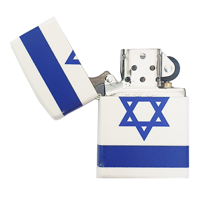ZIPPO Lighter Classic White 4953 Blue Israeli Flag Around All sides Draw Print