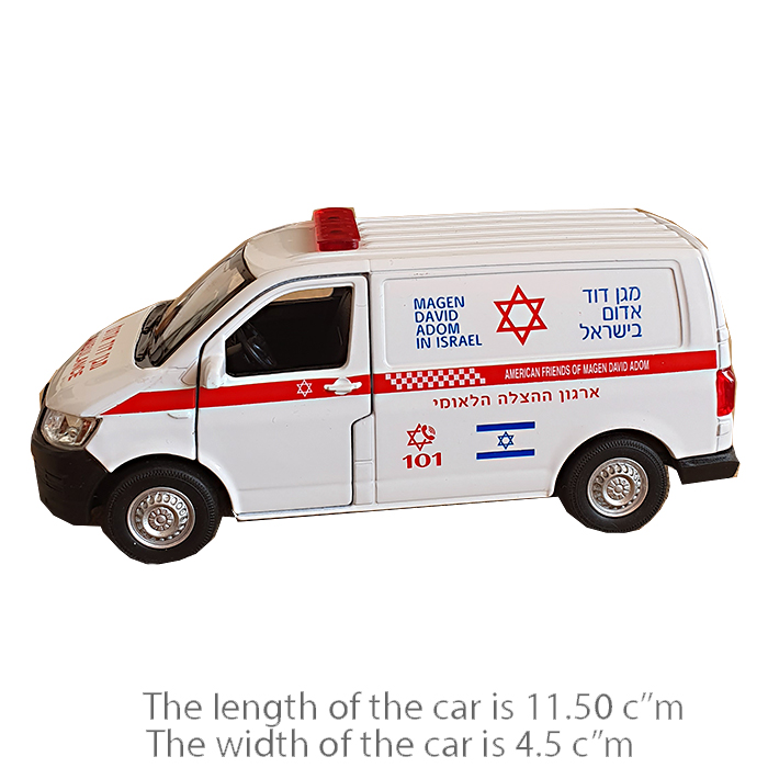 Israeli Magen David Adom Volkswagen Transporter T6 van White Ambulance Die Cast