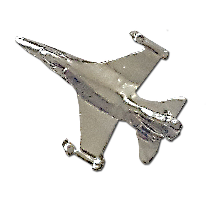 F16 Fighting Falcon Single-Engine Super Multitask Fighter Aircraft Silvered Pin.